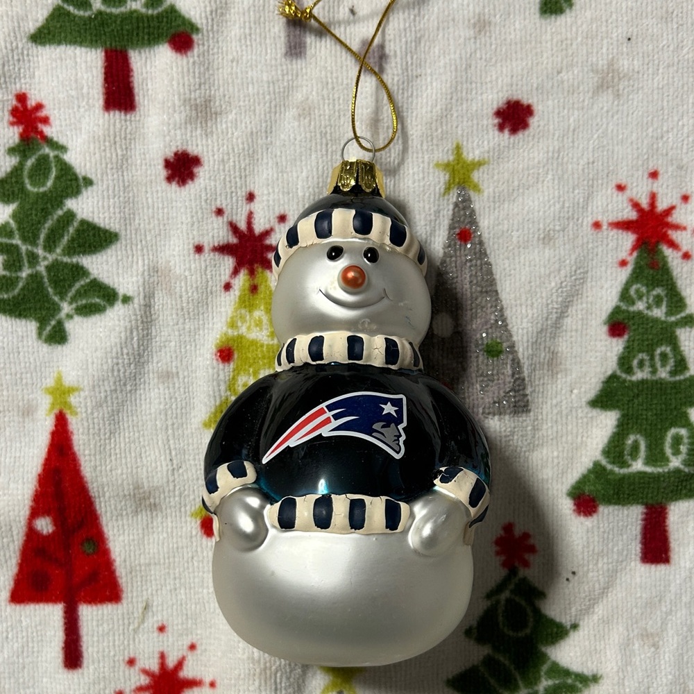 Patriots Snowman Ornament - Blue and Silver